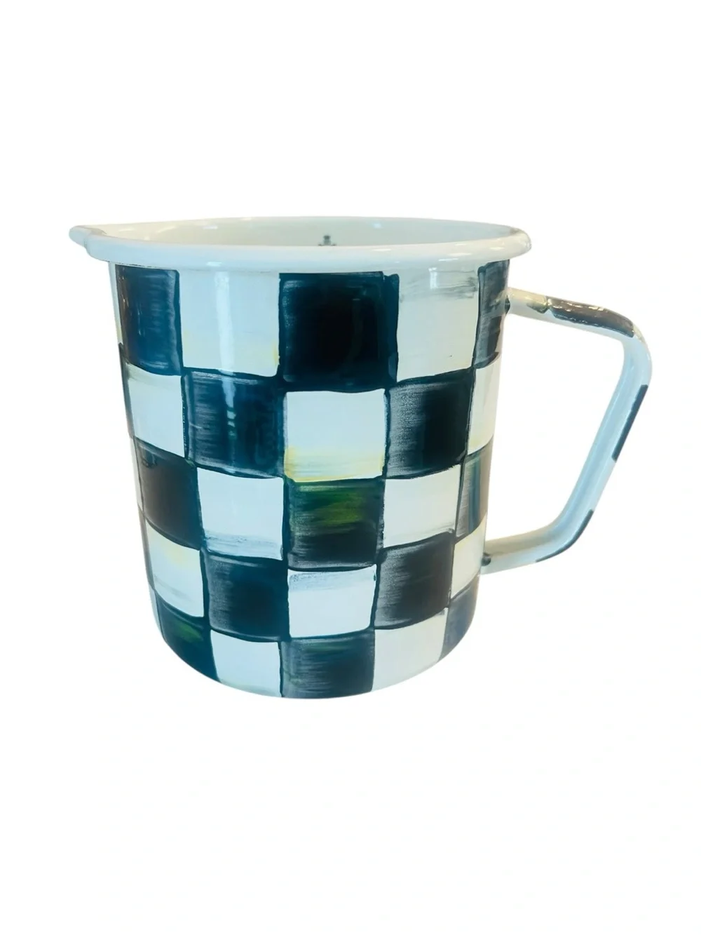 MacKenzie-Childs Courtly Check 7-Cup Enamel Measuring Cup Pitcher 56 oz